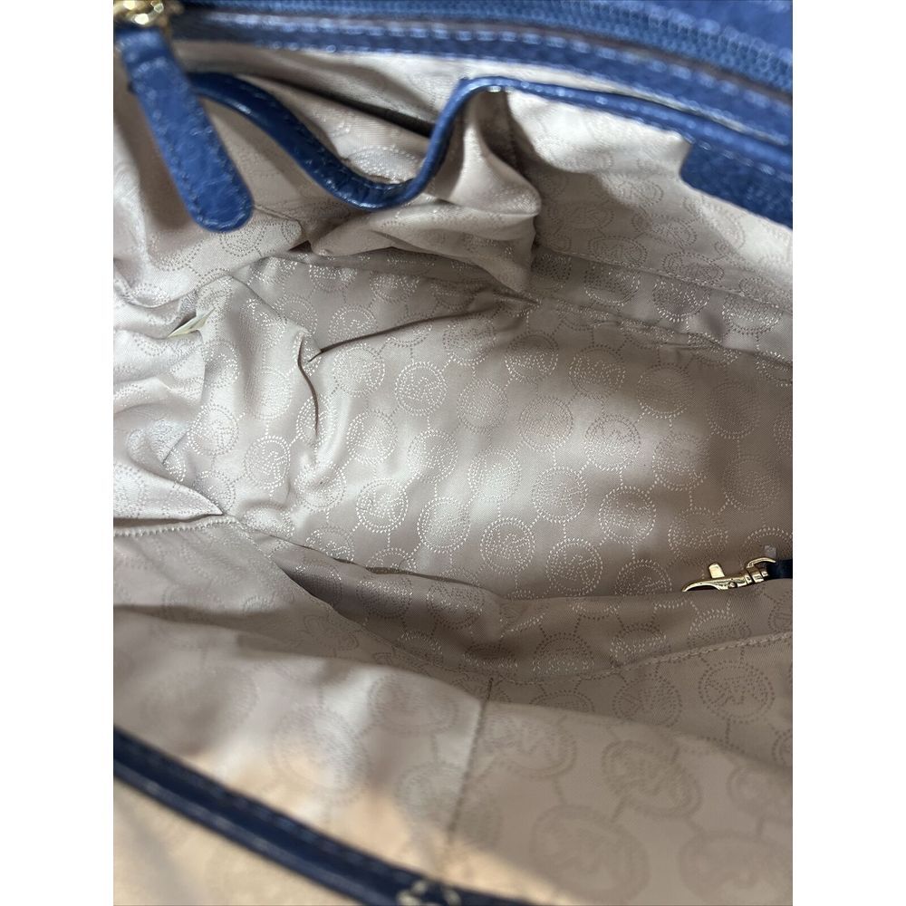 Michael Kors Large Dome Satchel Leather Handbag - Pebbled Navy - Picture 16 of 16